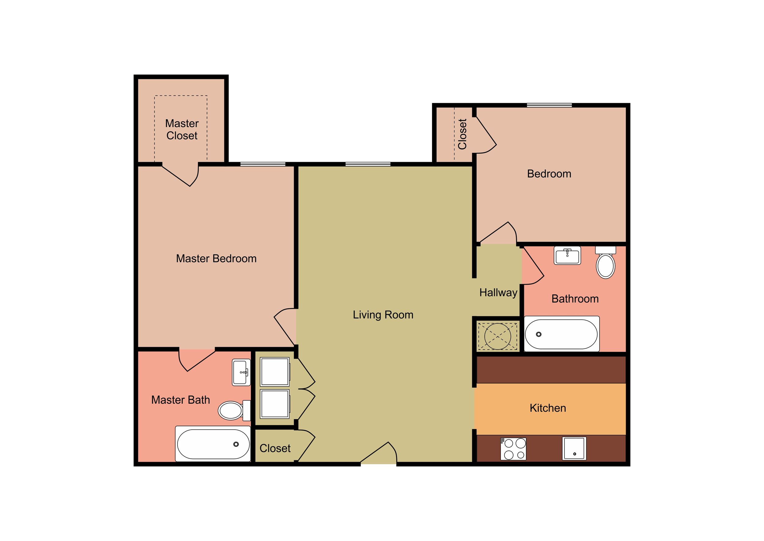 2 Bedroom B alternate floor plan layout at Cassell Ridge Apartments, Knoxville TN